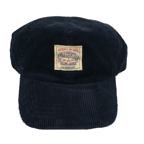 NEW Vintage Polo Ralph Lauren Baseball Hat! Navy Corduroy Big Polo Country Label
